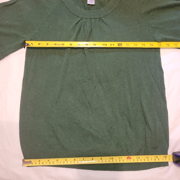 VTG Jillian Nicole 🌿 Stretchy Green Short Bell-Sleeve Sweater/Blouse 🌿 Medium - Picture 9 of 15